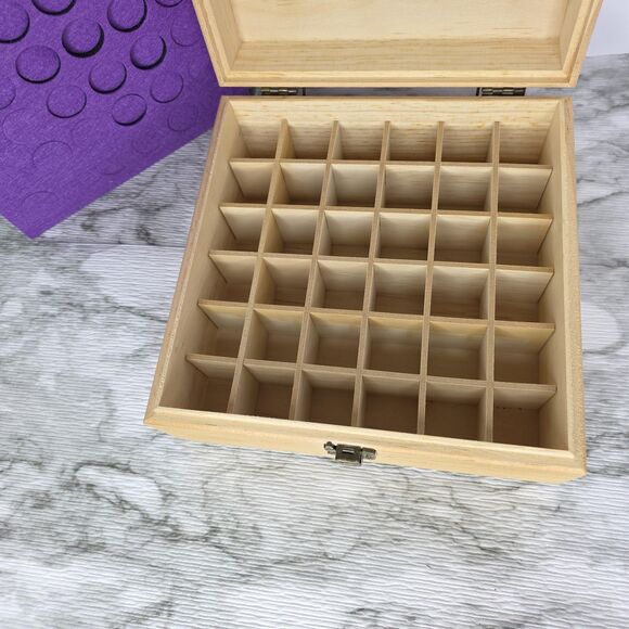 Wooden Essential Oil Box 36 Grid Storage Case Organizer Foam Pad Bottle Labels - Picture 5 of 10